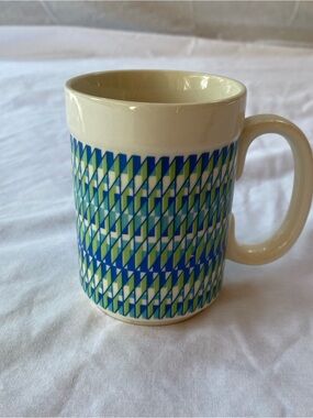 Vintage 1968 Holt Howard Mod Geometric Coffee Mug Blue Green HH-1968